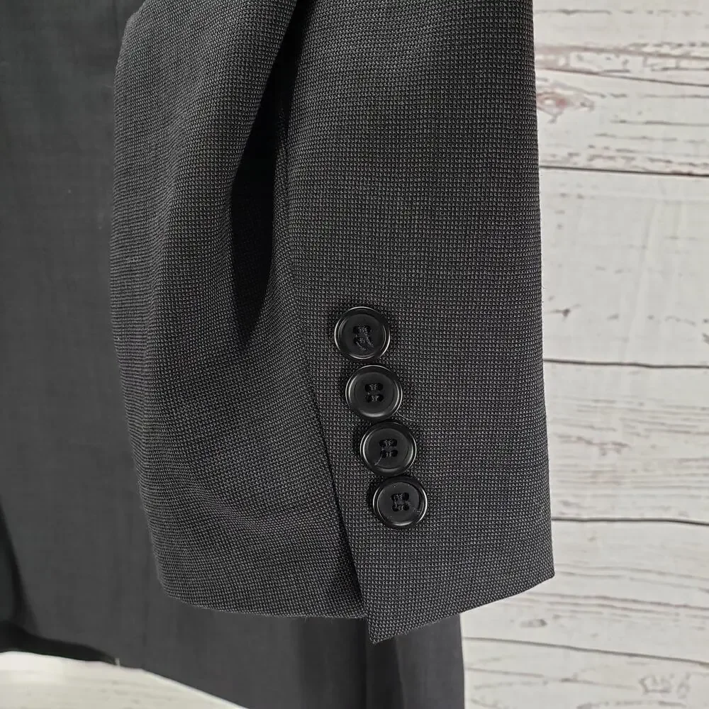Andrew Fezza Men's Dark Gray 100%Worsted Wool 3Button Blazer Jacket Size 40R